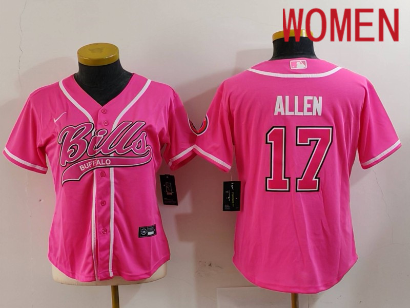 Women Buffalo Bills 17 Allen Pink Joint Name 2024 Nike Limited NFL Jersey style 912